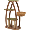 Pvxg Archline Cat Tree Walnut 145 cm with Woven Basket