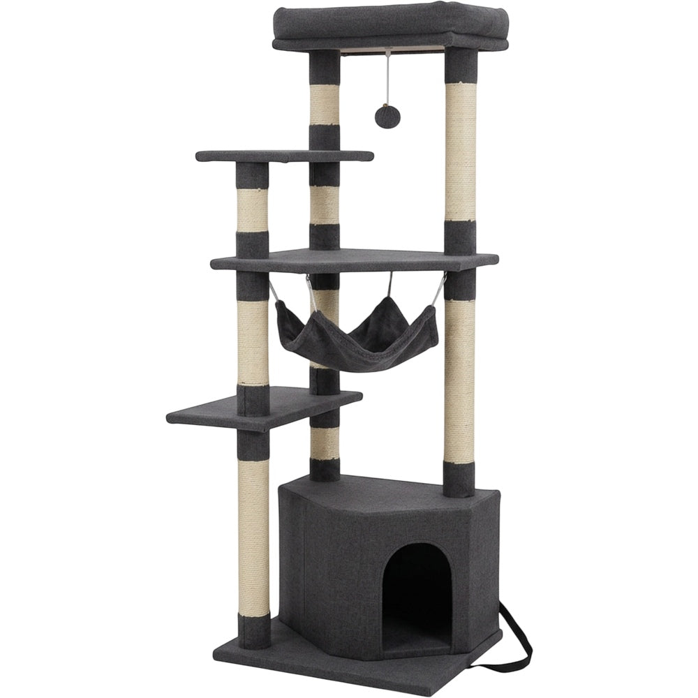 Pvxg Multi-Level Cat Tower Hammock 58 in Charcoal - Product view