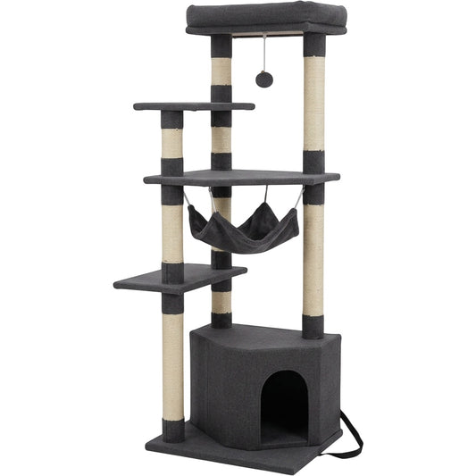 Pvxg Multi-Level Cat Tower Hammock 58 in Charcoal - Product view