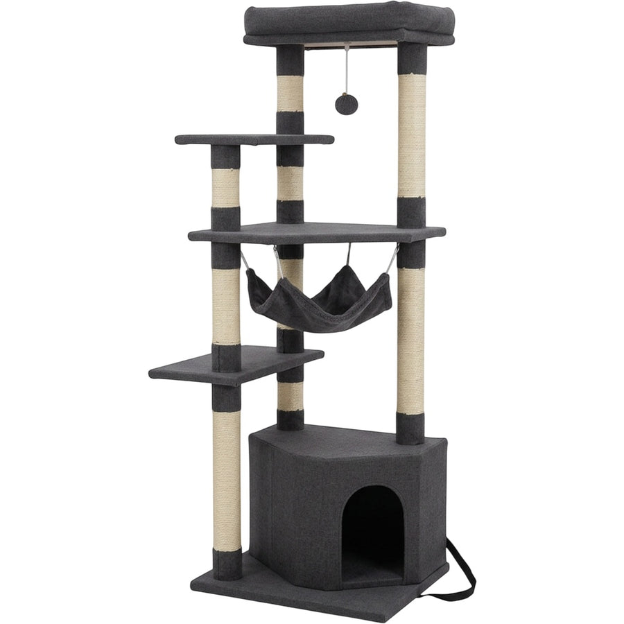 Pvxg Multi-Level Cat Tower Hammock 58 in Charcoal
